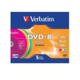 DVD-R 4.7 16X SLIM 5 COLOR VERBATIM